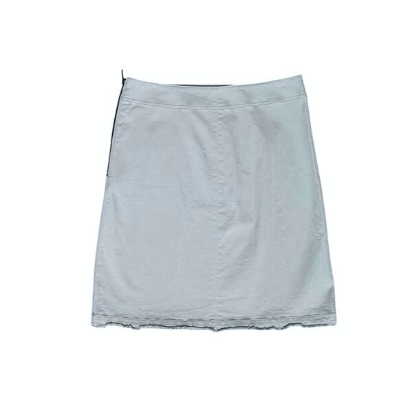 Margaret O’Leary Anchor Button Stretch Straight Skirt Raw Hem Sz M Blue Gray - Picture 5 of 7
